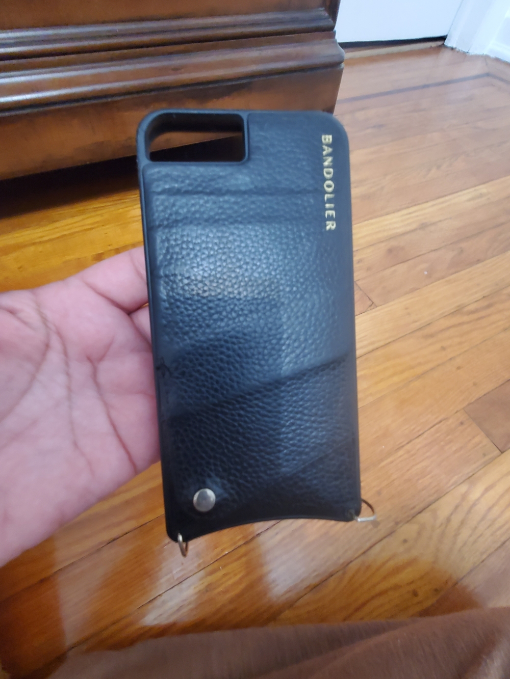 Bandolier Black Leather Crossbody Phone Case with Card Slot Iphone 7+